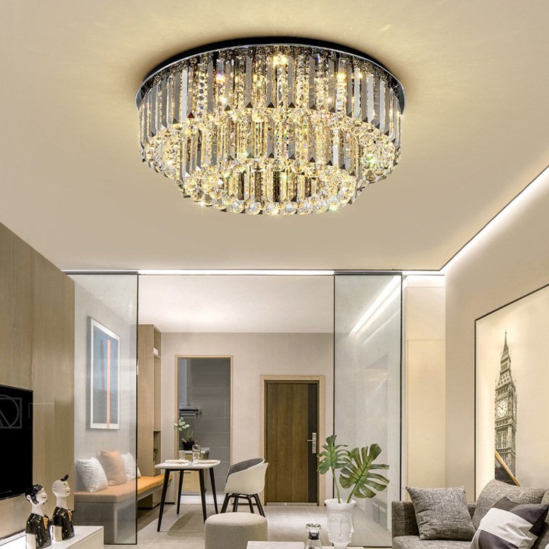 Post-modern Light Luxury Round Crystal Ceiling Light Bedroom Living Room Dining Room