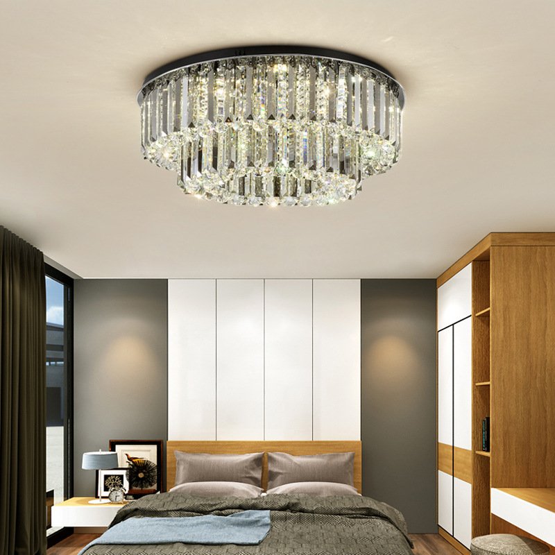 Post-modern Light Luxury Round Crystal Ceiling Light Bedroom Living Room Dining Room