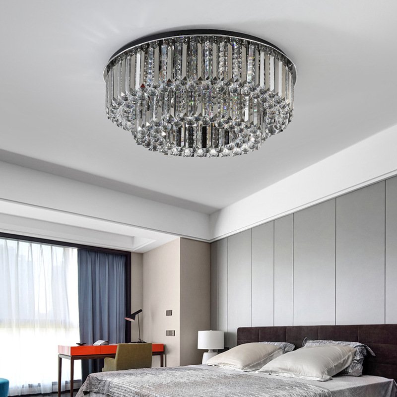 Post-modern Light Luxury Round Crystal Ceiling Light Bedroom Living Room Dining Room