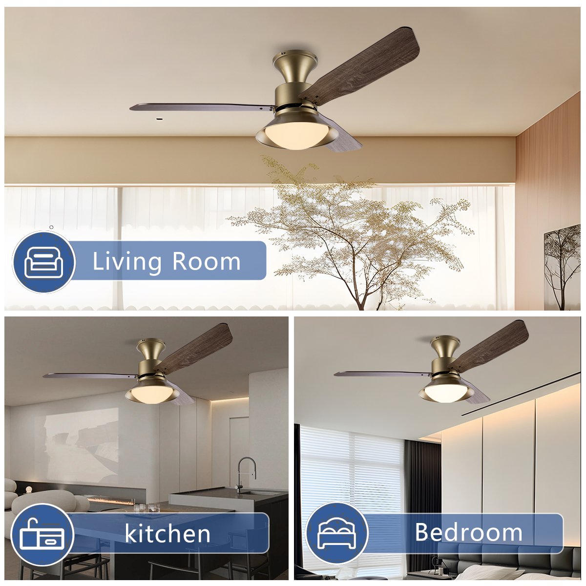 SLYNN Luxury Golden LED Chandelier Lighting Remote Control Pendant Lamp Home Hotel Modern Ceiling Fan with Light