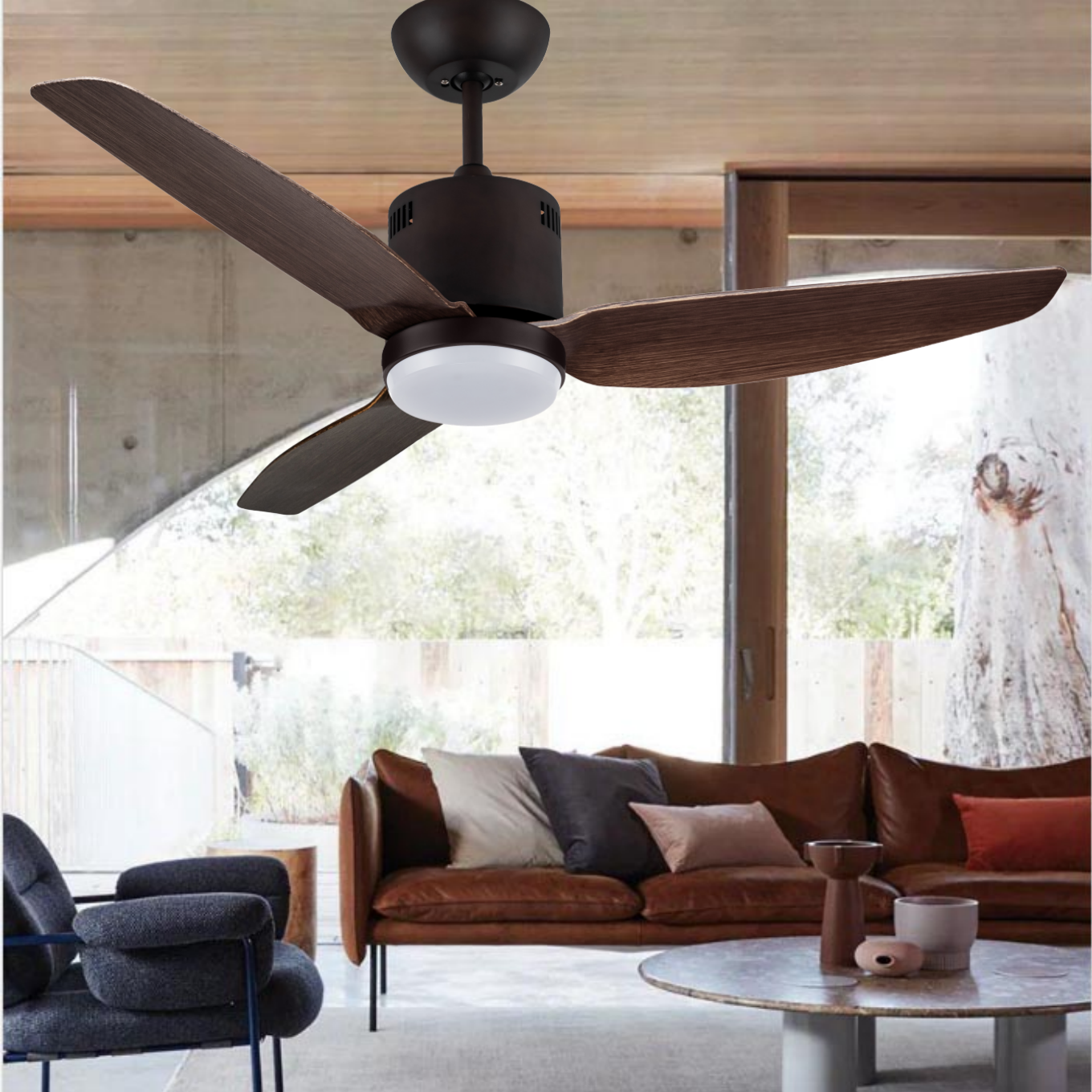 Ceiling fan with metal Canopy and 3 ABS blades AC DC motor optional for high air flow used summer and winter ceiling fans