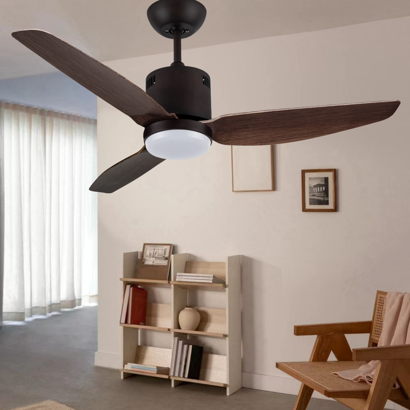 Ceiling fan with metal Canopy and 3 ABS blades AC DC motor optional for high air flow used summer and winter ceiling fans