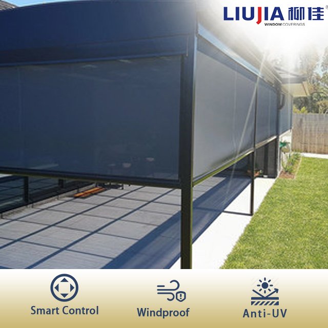 Patio Outdoor Rolling Screen Rolls Zipper Roller Blinds, Sunshade Outdoor Auto Sun Shade Outdoor Window Awning