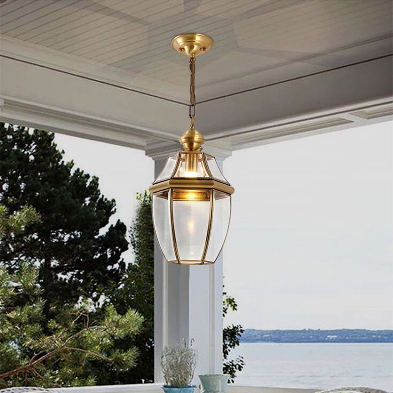 All copper ceiling light outdoor American style villa sunlight room balcony pavilion Garden Decoration ceiling light led