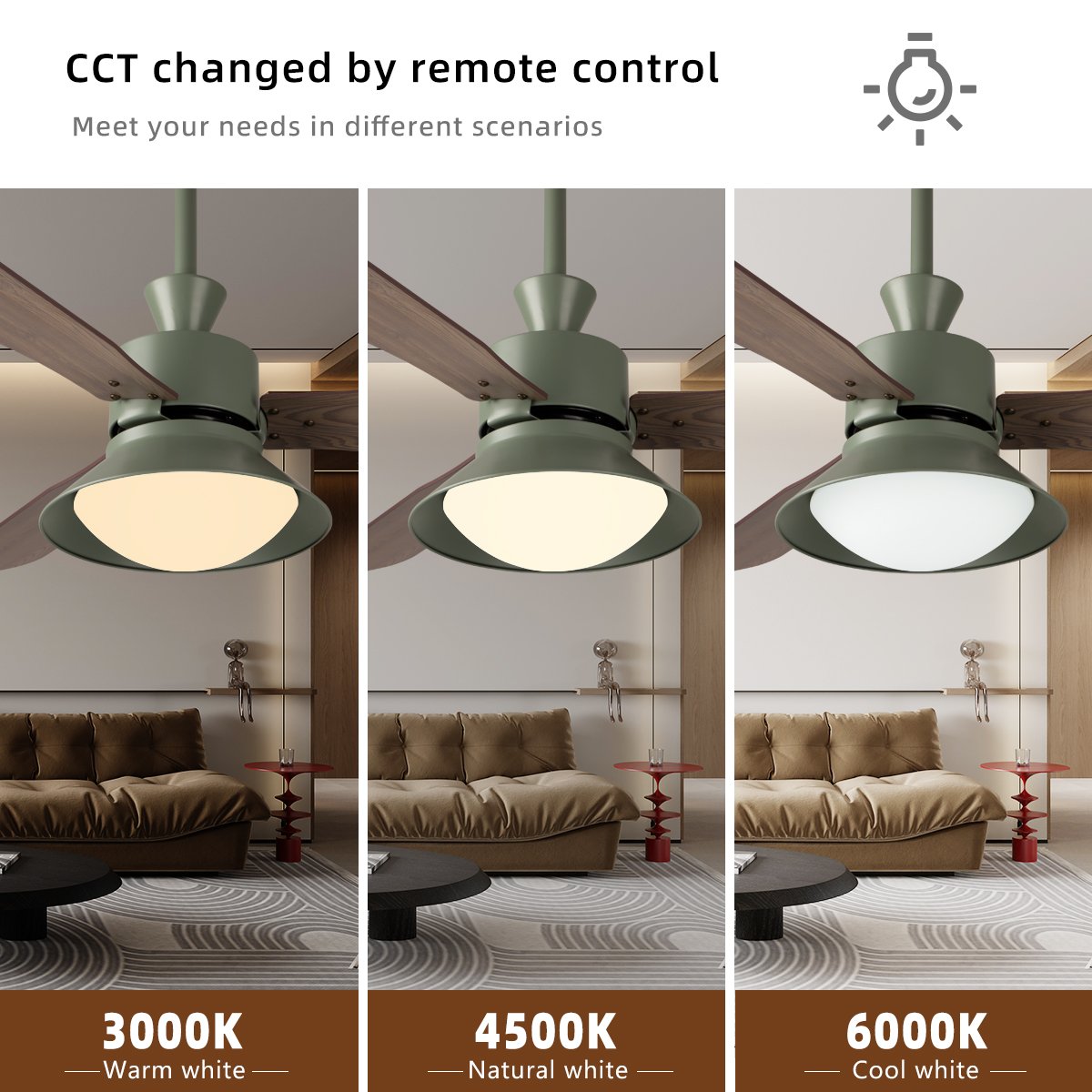 Wood Blade Fan led 52 Inch DC35W Round Ceiling Lamp for Indoor Home Lighting