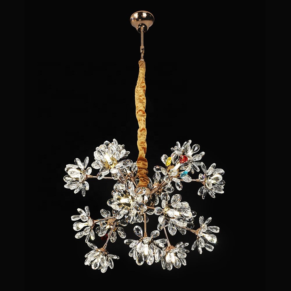Factory Direct Hot Sale Solar Post Lamp Crystal Luxuriant Tulip Chandelier Light Chandelier Ceil Led For Room Hotel Apartment