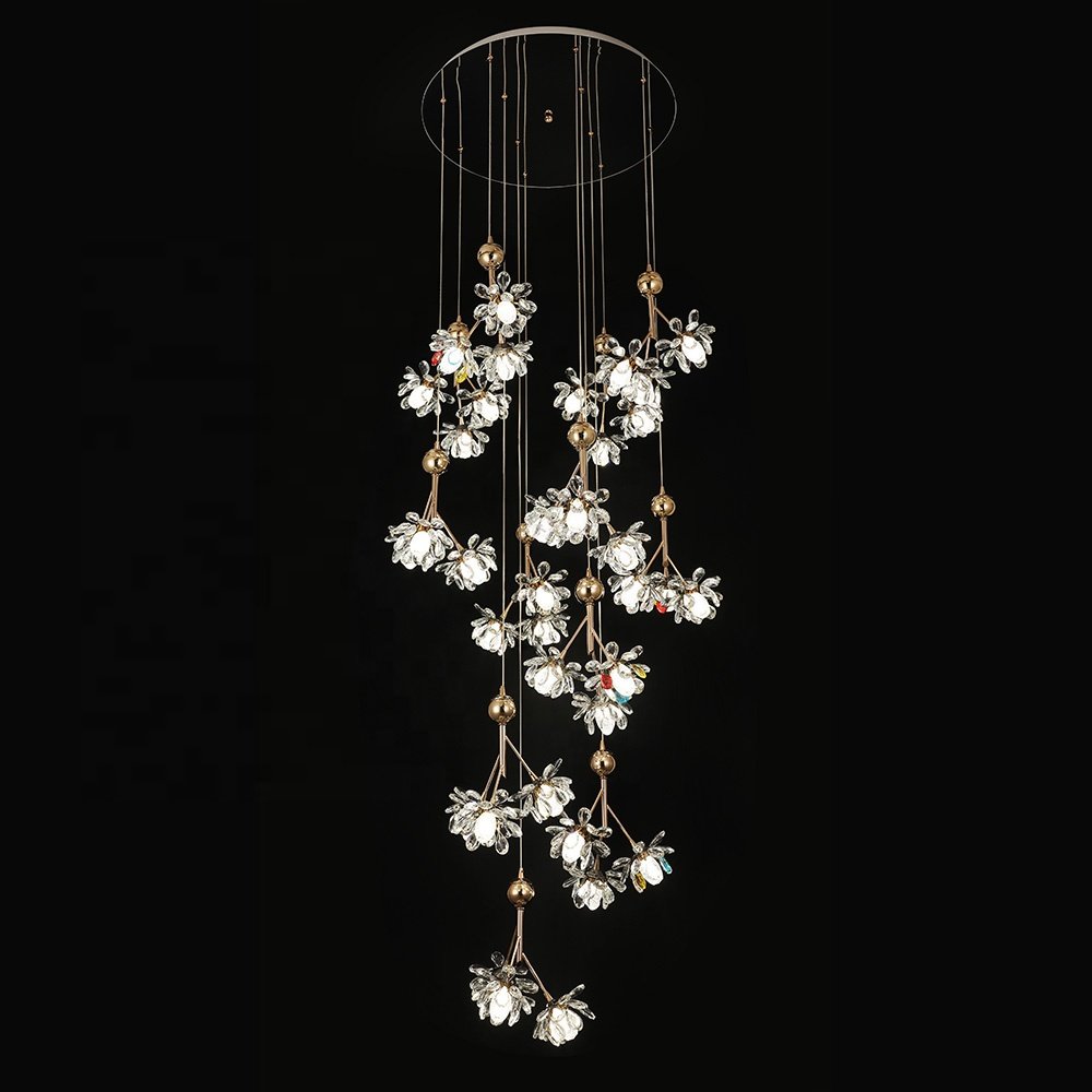Factory Direct Hot Sale Solar Post Lamp Crystal Luxuriant Tulip Chandelier Light Chandelier Ceil Led For Room Hotel Apartment