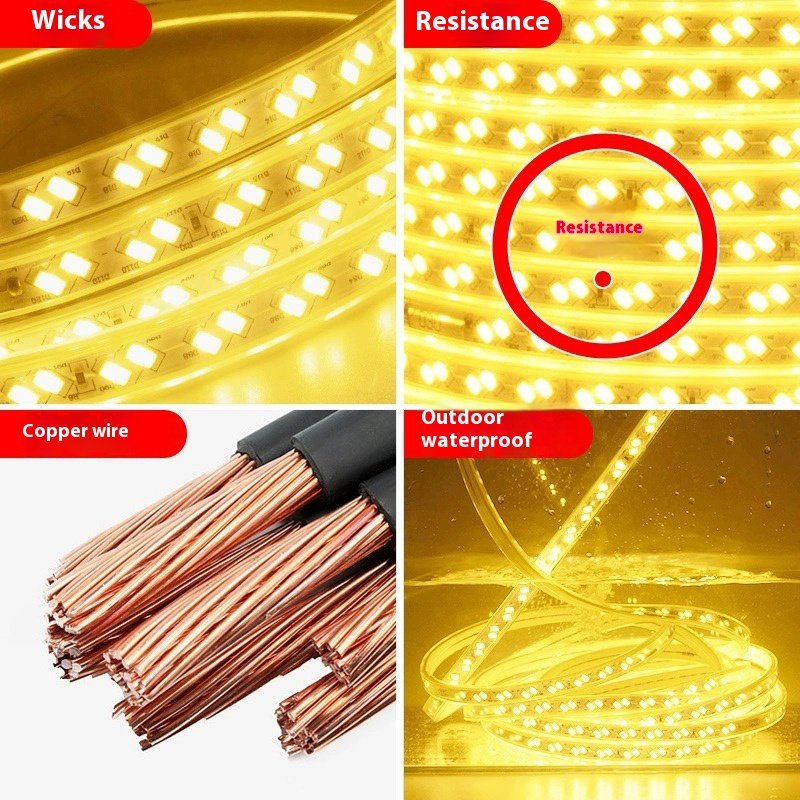 220v living room ceiling decorative lighting outdoor led waterproof three-color dimmer light bar