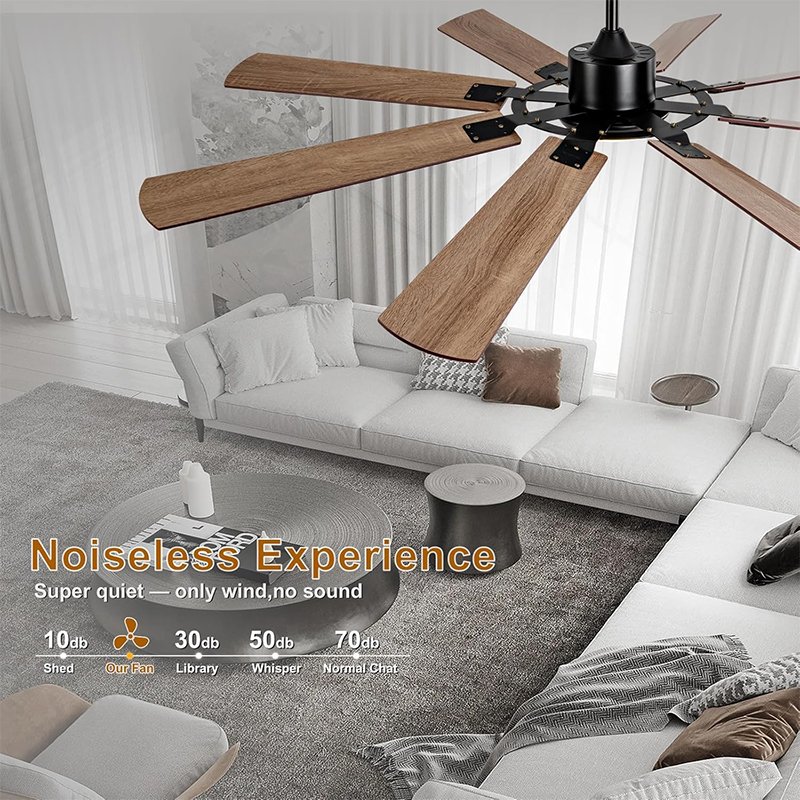 72 inch ceiling fan with light and remote control, large modern indoor and outdoor ceiling fan with light, 8 blades
