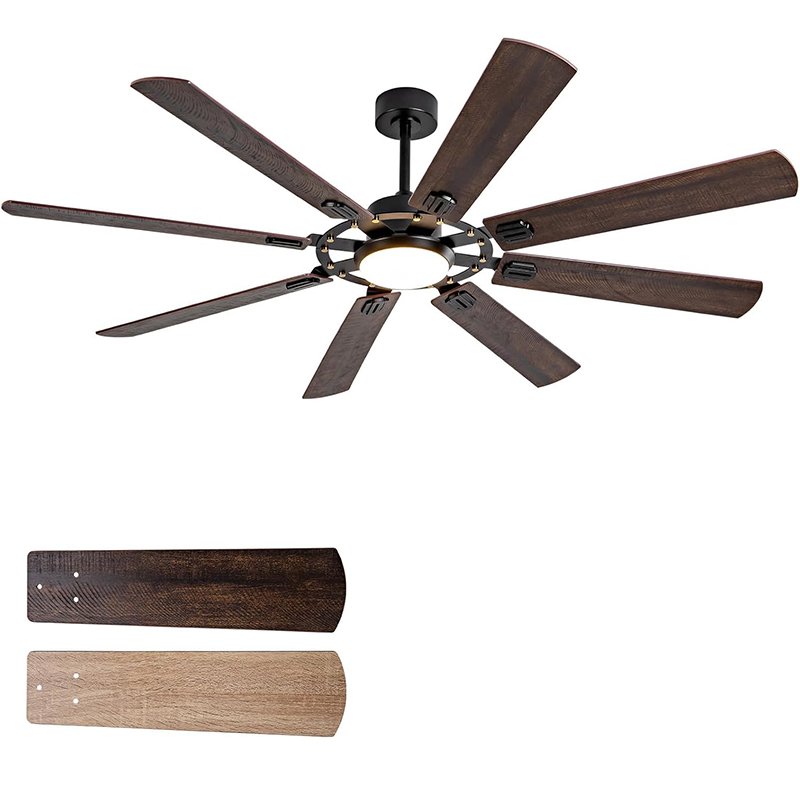 72 inch ceiling fan with light and remote control, large modern indoor and outdoor ceiling fan with light, 8 blades
