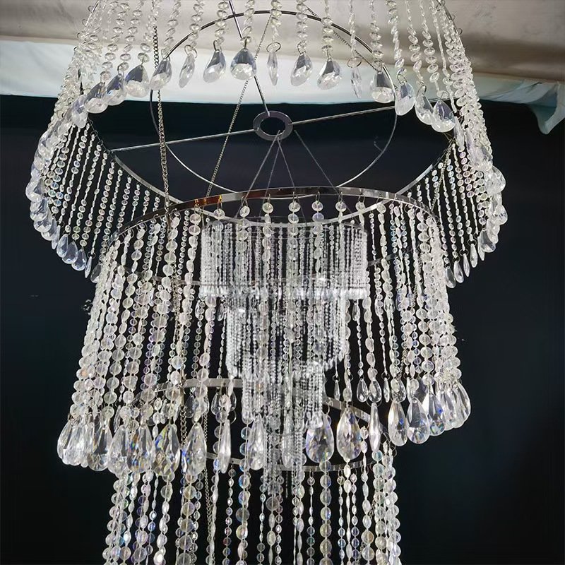 Hot sale acrylic Chandelier crystal drops ceiling Modern wedding decoration luminaire beaded wedding chandelier decoration