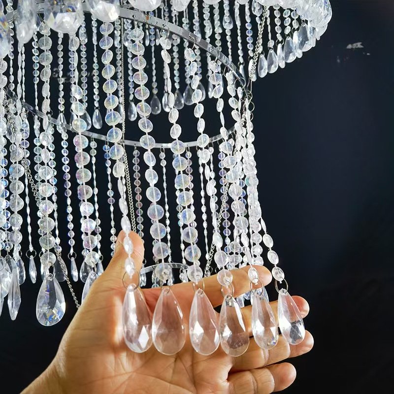 Hot sale acrylic Chandelier crystal drops ceiling Modern wedding decoration luminaire beaded wedding chandelier decoration