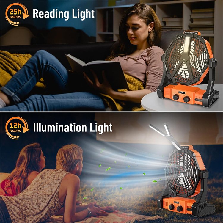 Dry Cell Batteries Can Be Added Outdoor Travel Tent Fan 8000mAh Rechargeable Battery Ceiling Fan camping fan and light