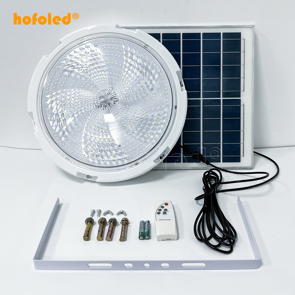 Waterproof Ip65 Outdoor Garden Indoor 40W 60W 100W 200W 300W Intelligent Solar LED Ceiling Light With Solar Panel