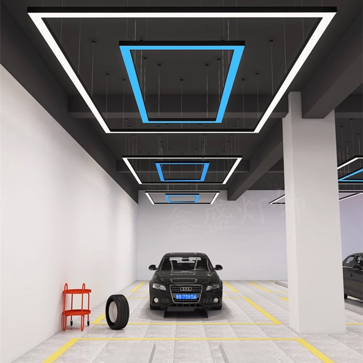 Modern line light hanging chandelier kitchen counter lighting commercial rectangular pendant lamp for office Malls Supermarkets