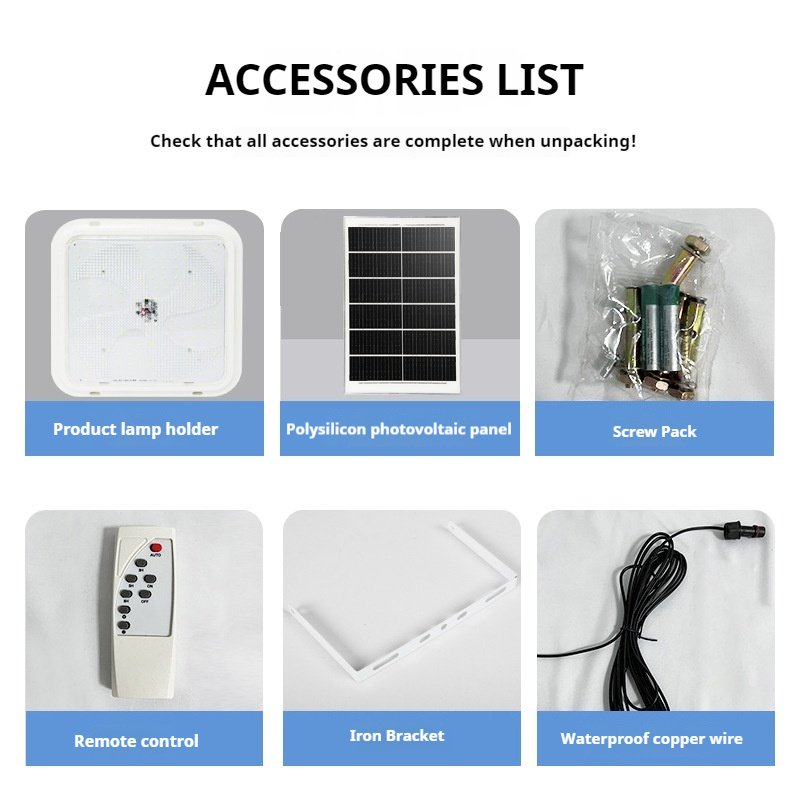 LED solar square ceiling light bedroom corridor living room aisle balcony light home waterproof light remote control solar lamp