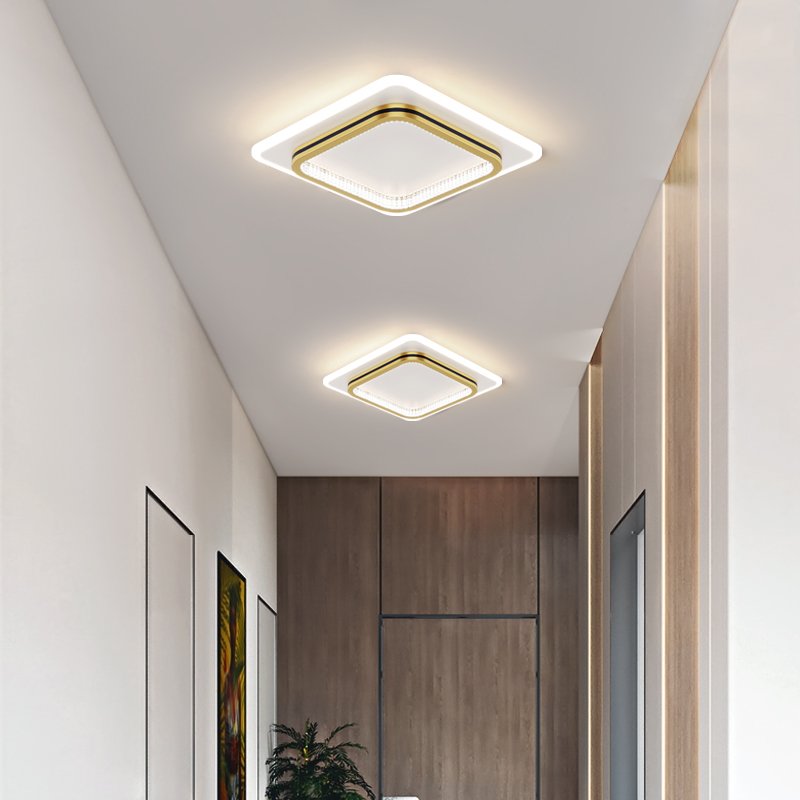 Factory direct sales 25*25cm black golden iron square balcony modern square led ceiling light
