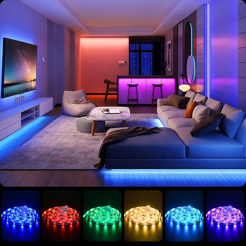 Battery Powered Led Light 5050 12v Smart Led Strip Lights Rgb Remote Control Multi Col 5M 10M 20M PVC DC 12V Luces Led 90 100