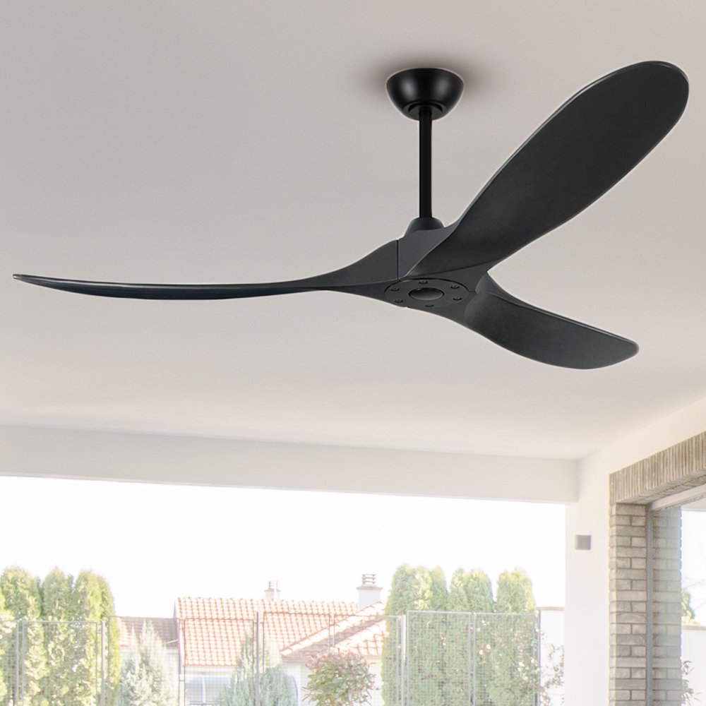 60" Ceiling Fans without Lights, High cfm DC Motor 3 Solid Wood Blades, Large Modern Propeller Ceiling Fan with Remote control
