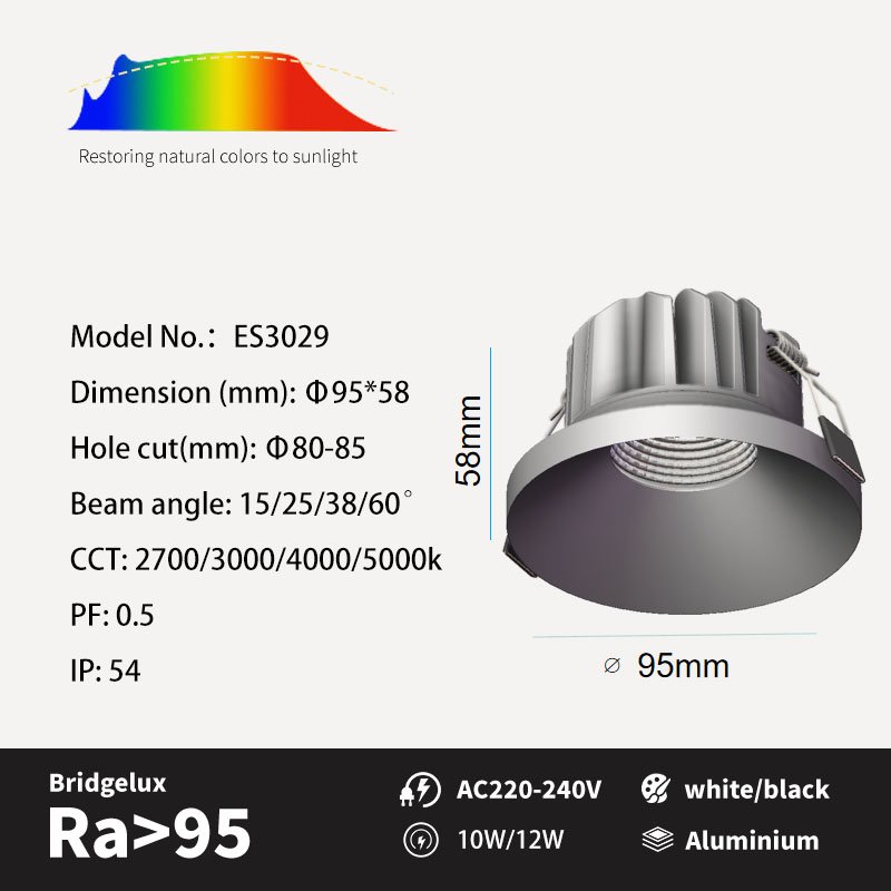 Cutsize 80-85mm 12W genuine surface waterproof Ip54 spotlight wall outdoor indoor lighting recessed led spotlight