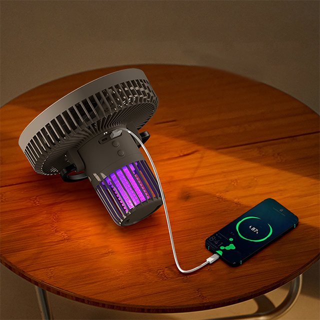 Outdoor Fan Portable 8000mAh Power Bank Fan USB Rechargeable Remote Control Tripod Fan With Mosquito Killing Light