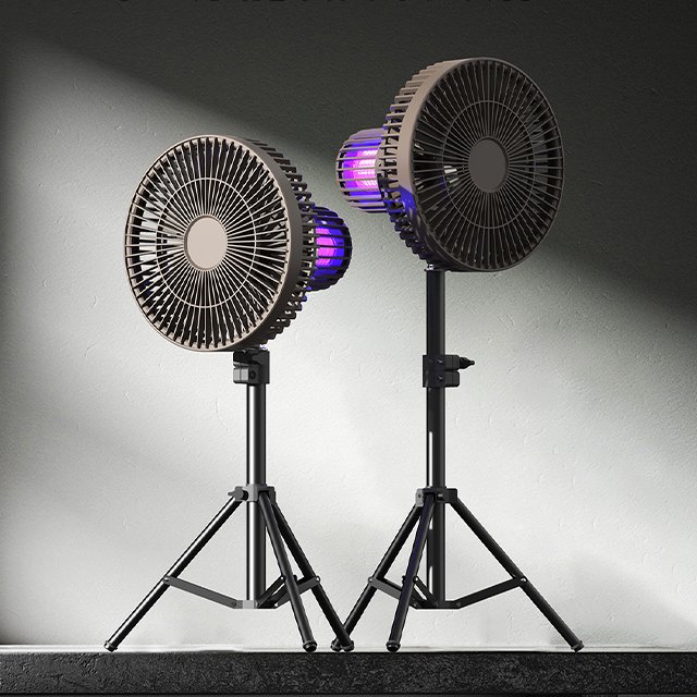 Outdoor Fan Portable 8000mAh Power Bank Fan USB Rechargeable Remote Control Tripod Fan With Mosquito Killing Light