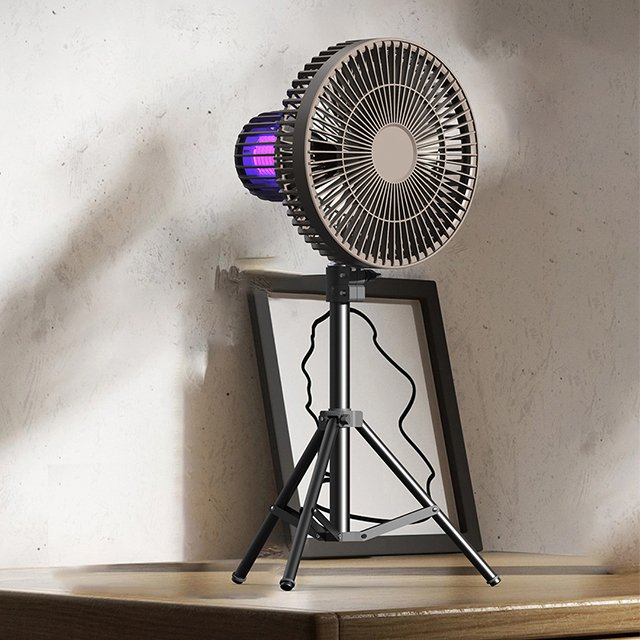Outdoor Fan Portable 8000mAh Power Bank Fan USB Rechargeable Remote Control Tripod Fan With Mosquito Killing Light