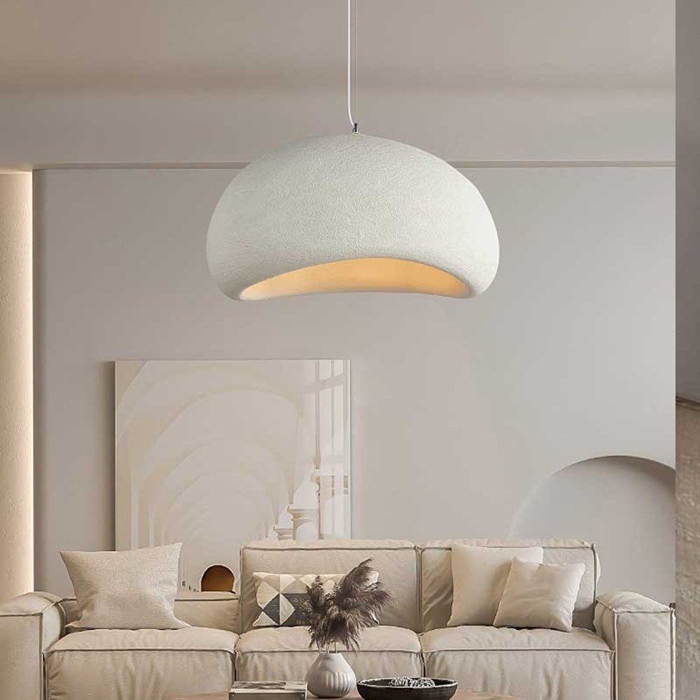Modern Pendant Light Kitchen White wabi-sabi Minimalist Dome Hanging Light Pendant Lamp for Dining Room