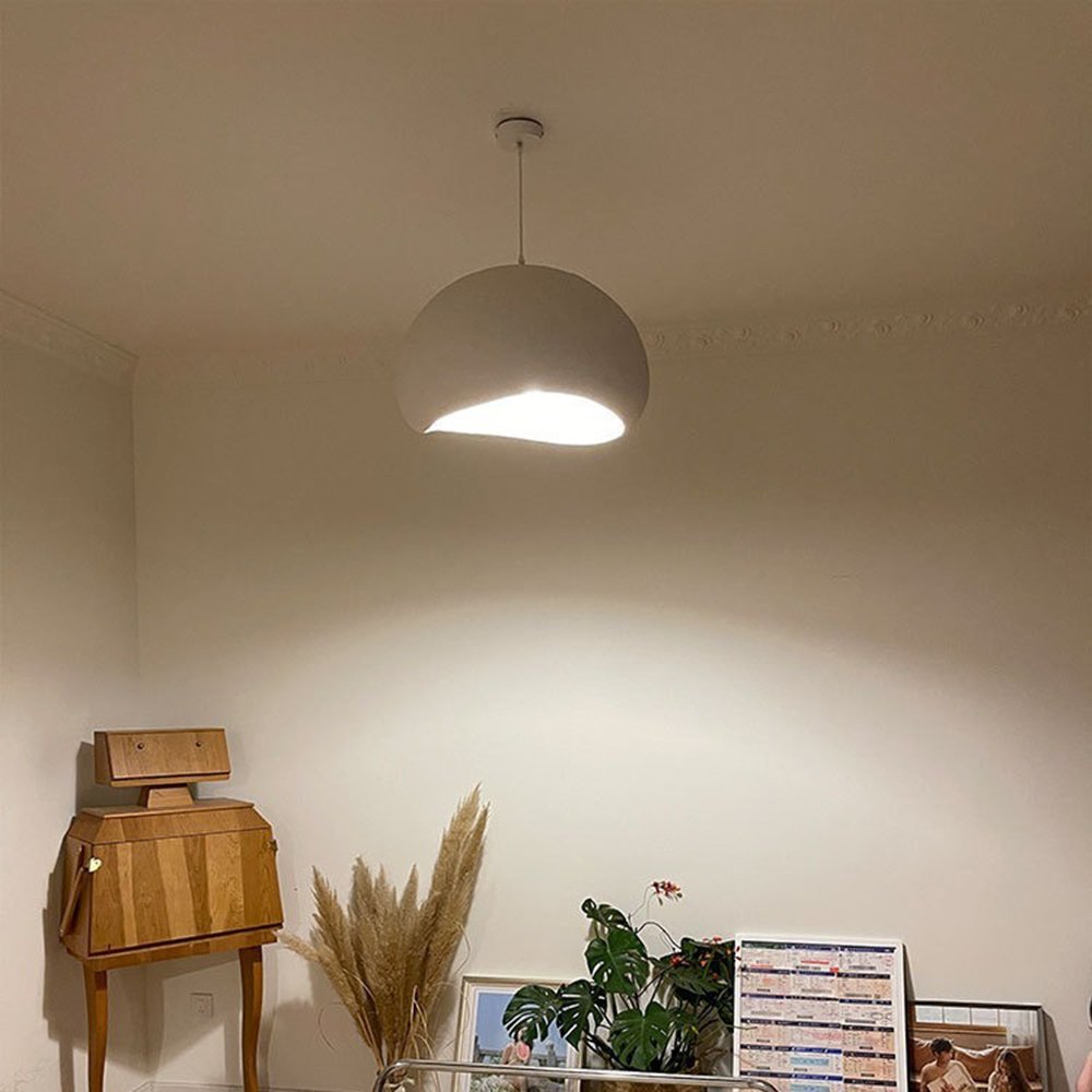 Modern Pendant Light Kitchen White wabi-sabi Minimalist Dome Hanging Light Pendant Lamp for Dining Room