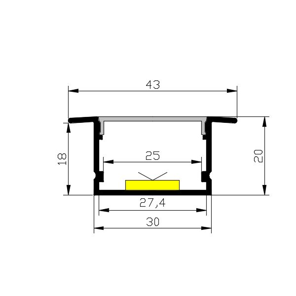 White aluminium channel recessed ceiling concealed led line light aluminium alloy light channel bright installation line light