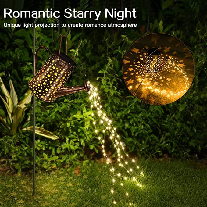 Solar Watering Can With 90 LED Lights Waterproof Large Metal Hanging Lantern Outside Solar Lights Outdoor Garden Decor