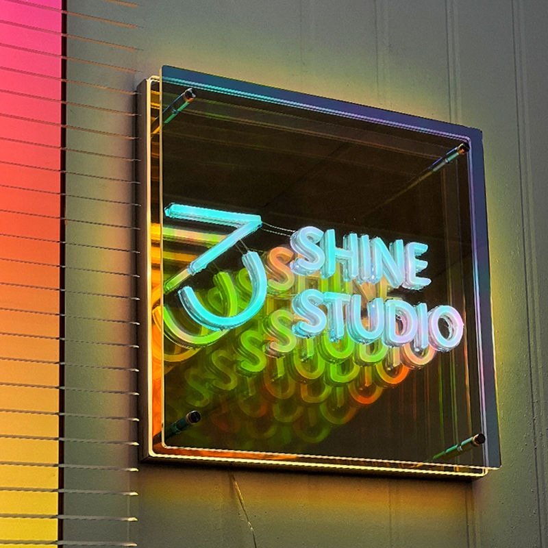 Winbo Custom Neon With Mirror 3D Magic Multicolor Thousand Layer Infinite Mirror Luminous Letters Led Neon Sign