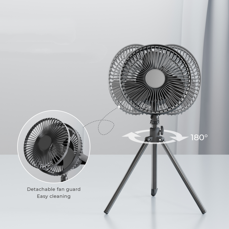 Portable Camping Fan Electric Stand Outdoor Tripod Fan With LED Light 2022 New Fan OEM Factory
