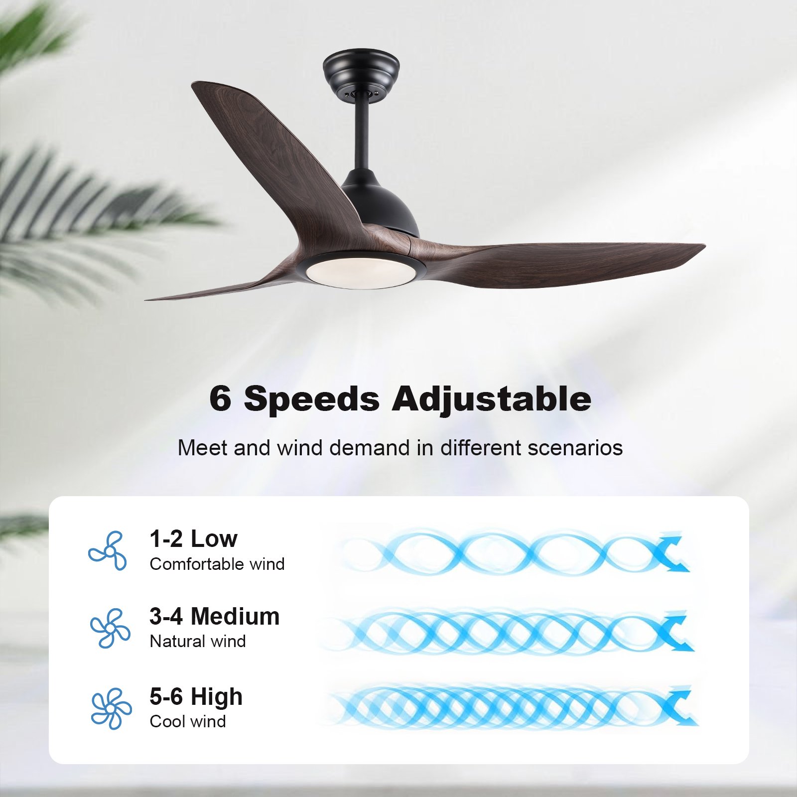 Smart High Quality Ceiling Fan 3 Blade Modern Decorative Remote Control Noiseless Led Ceiling Fan with Light