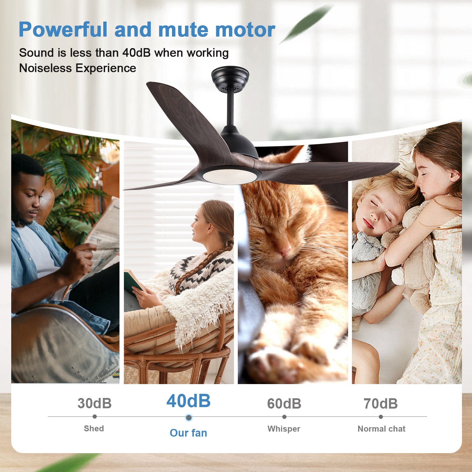 Smart High Quality Ceiling Fan 3 Blade Modern Decorative Remote Control Noiseless Led Ceiling Fan with Light