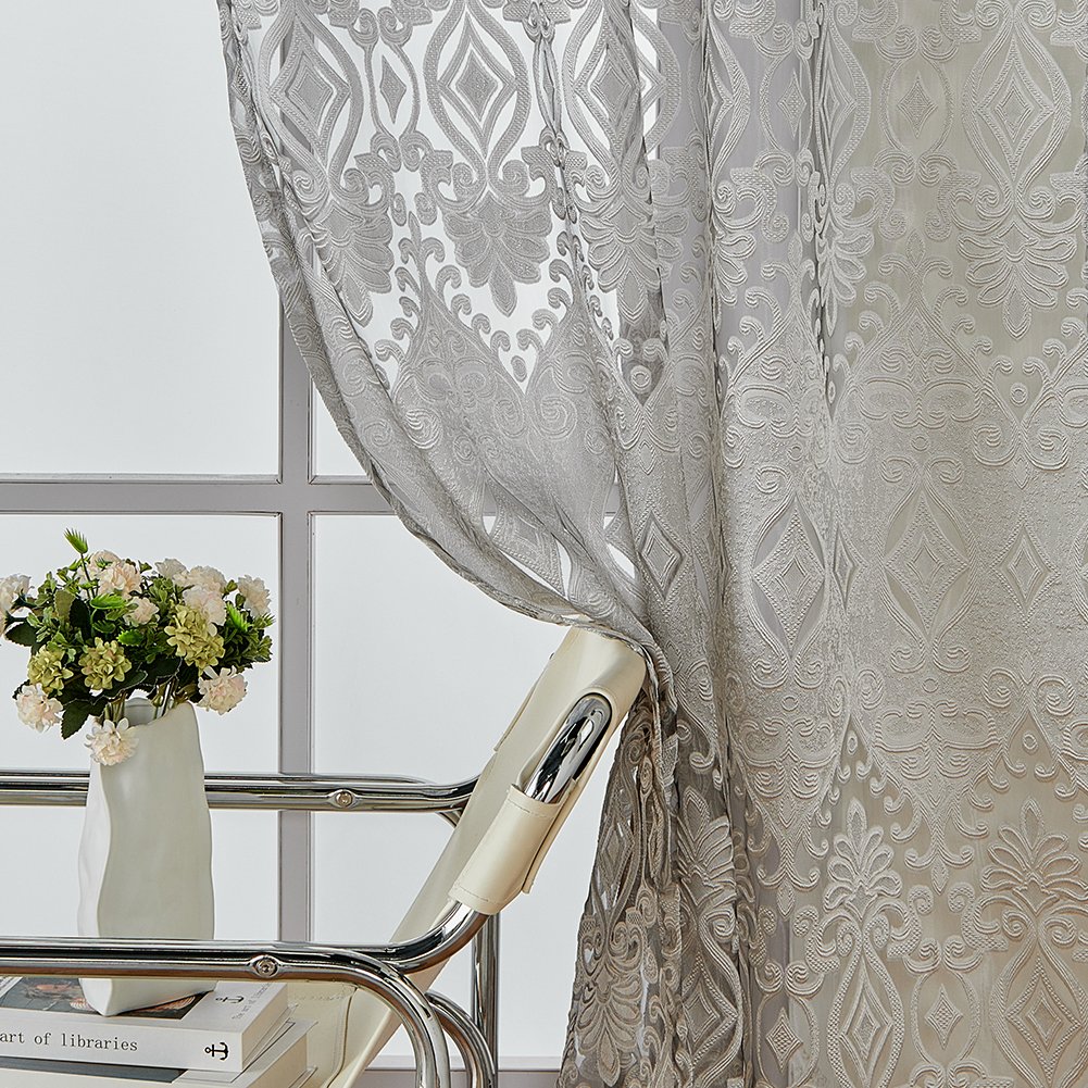High drape jacquard craft curtain Light luxury transparent curtain living room home finished curtain