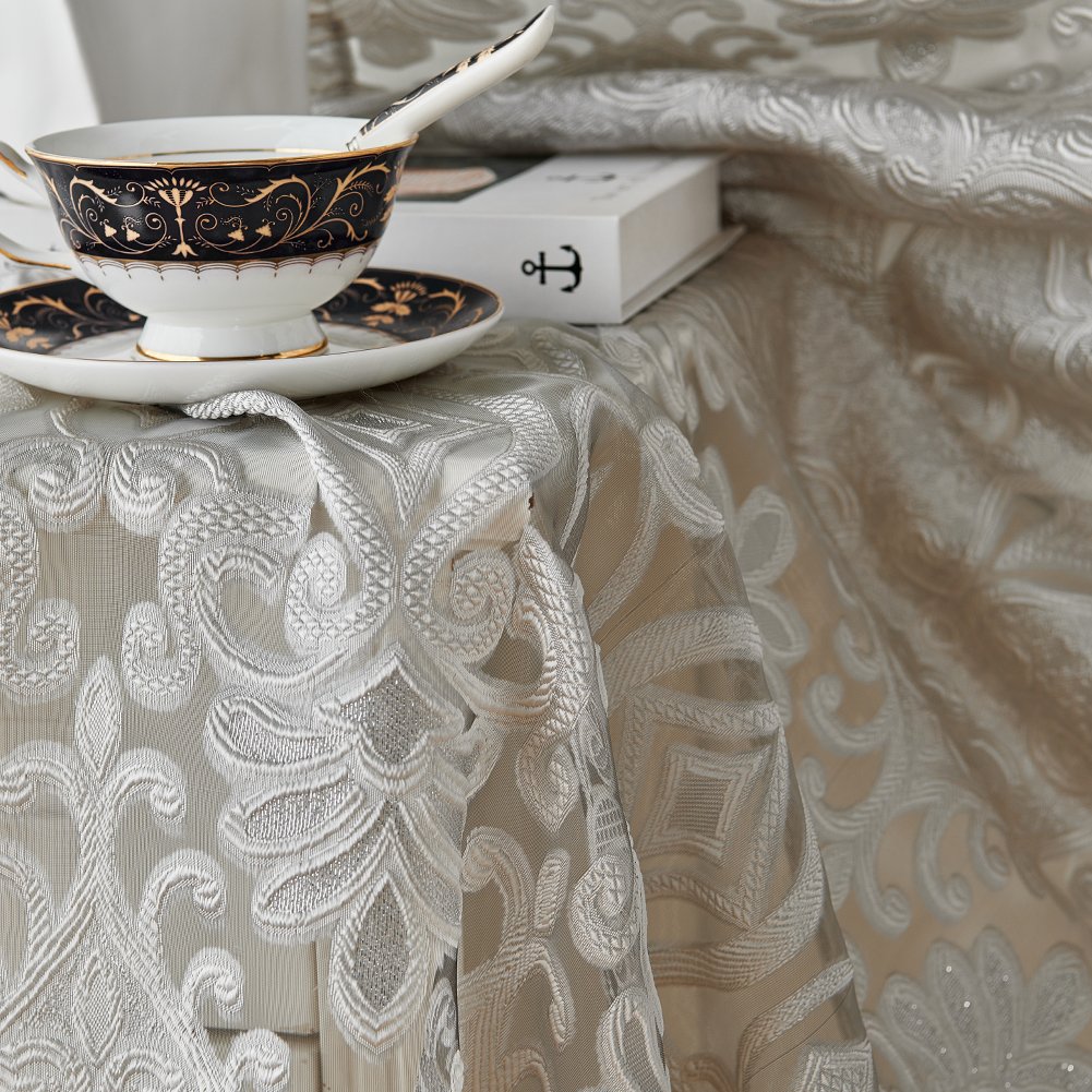 High drape jacquard craft curtain Light luxury transparent curtain living room home finished curtain