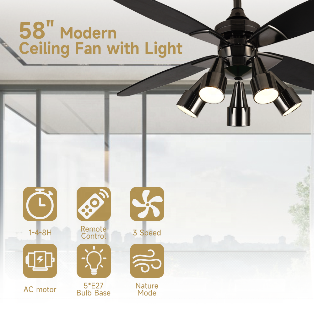 48" Plywood Modern ceiling fan light decorative remote AC chandelier fan