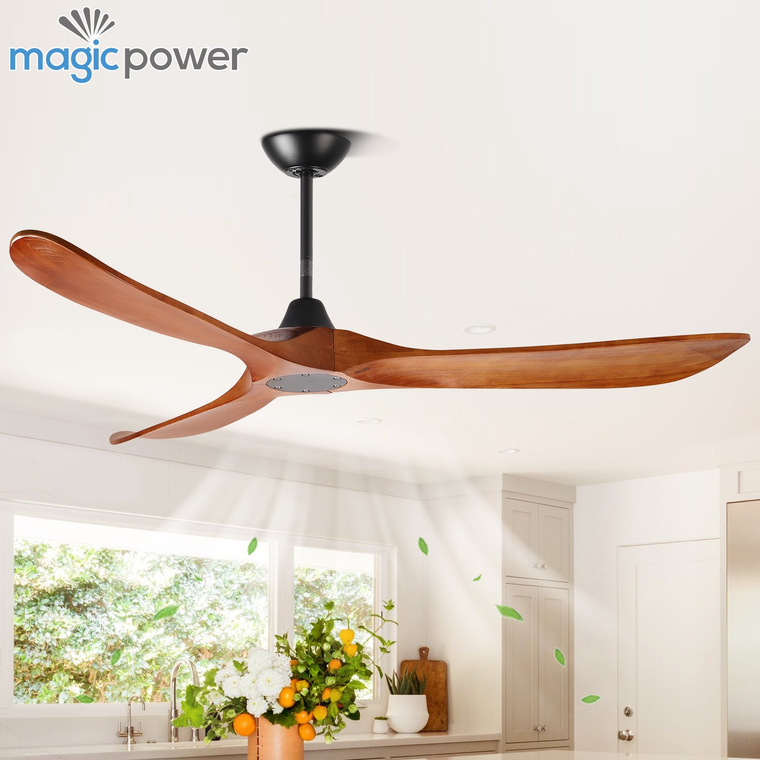 Classic Design Solid Wood European Style Bldc Motor Ceiling Fan With Light Remote Control