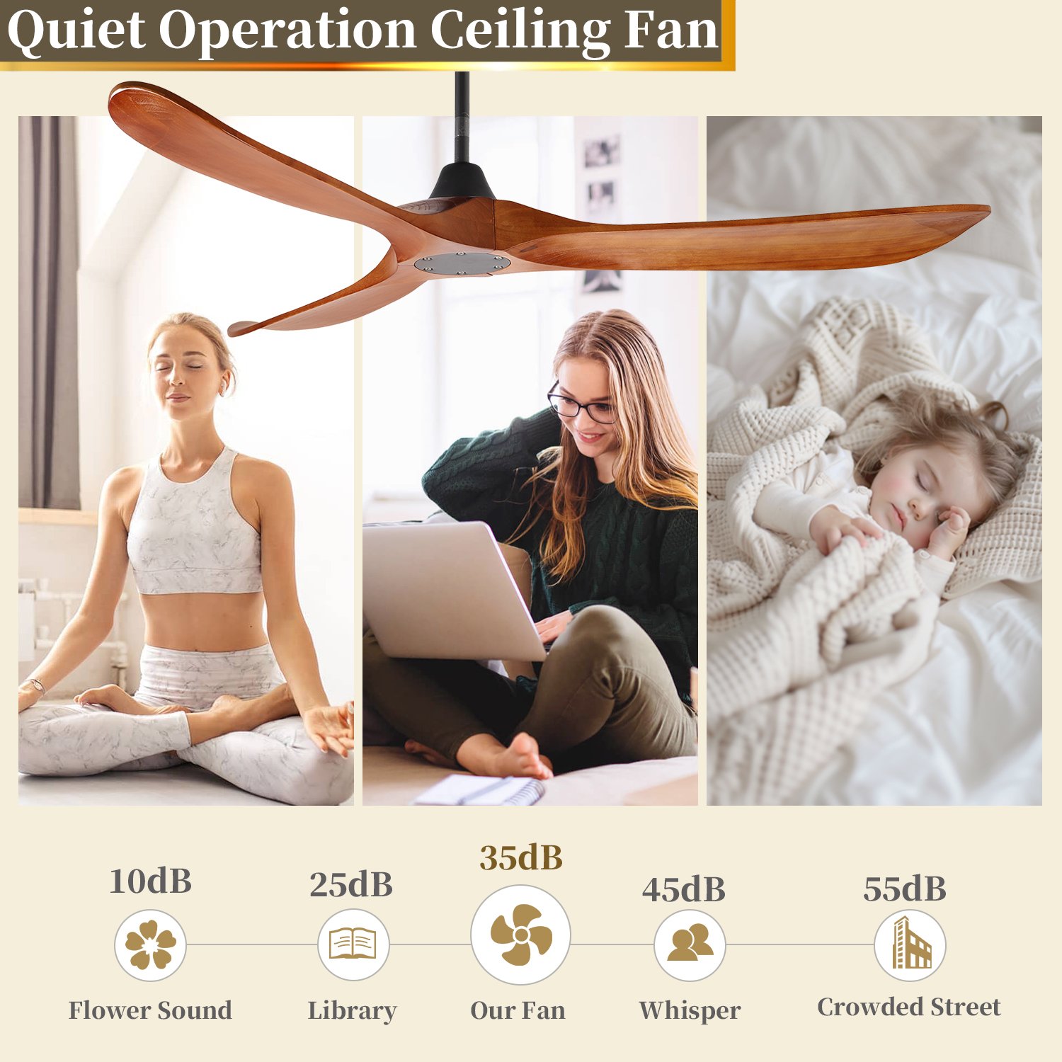 Classic Design Solid Wood European Style Bldc Motor Ceiling Fan With Light Remote Control