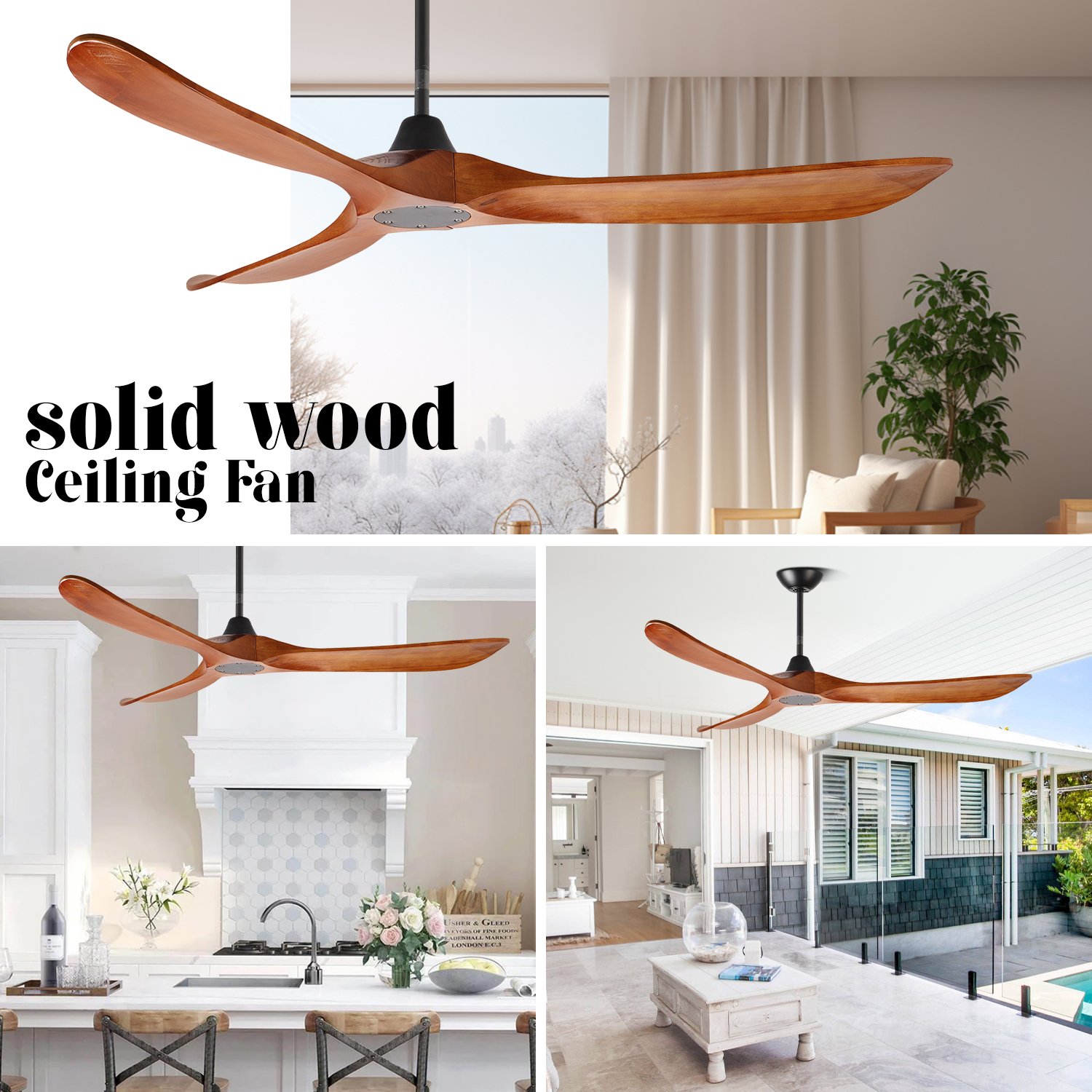 Classic Design Solid Wood European Style Bldc Motor Ceiling Fan With Light Remote Control