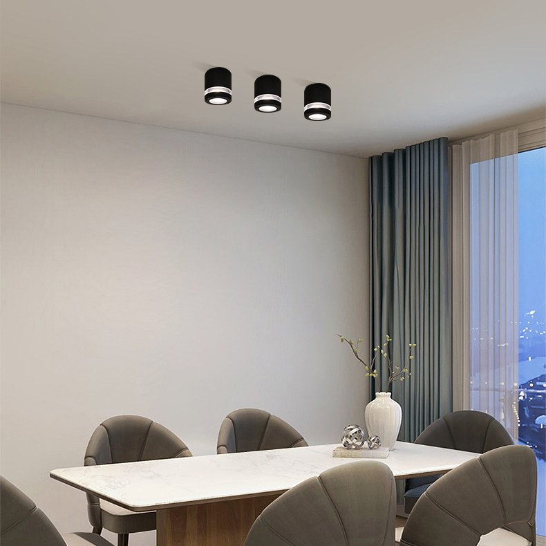 Circular surface mounted ceiling wall lamp, indoor and outdoor universal GU10 wall lamp Black rounded Ceiling Light
