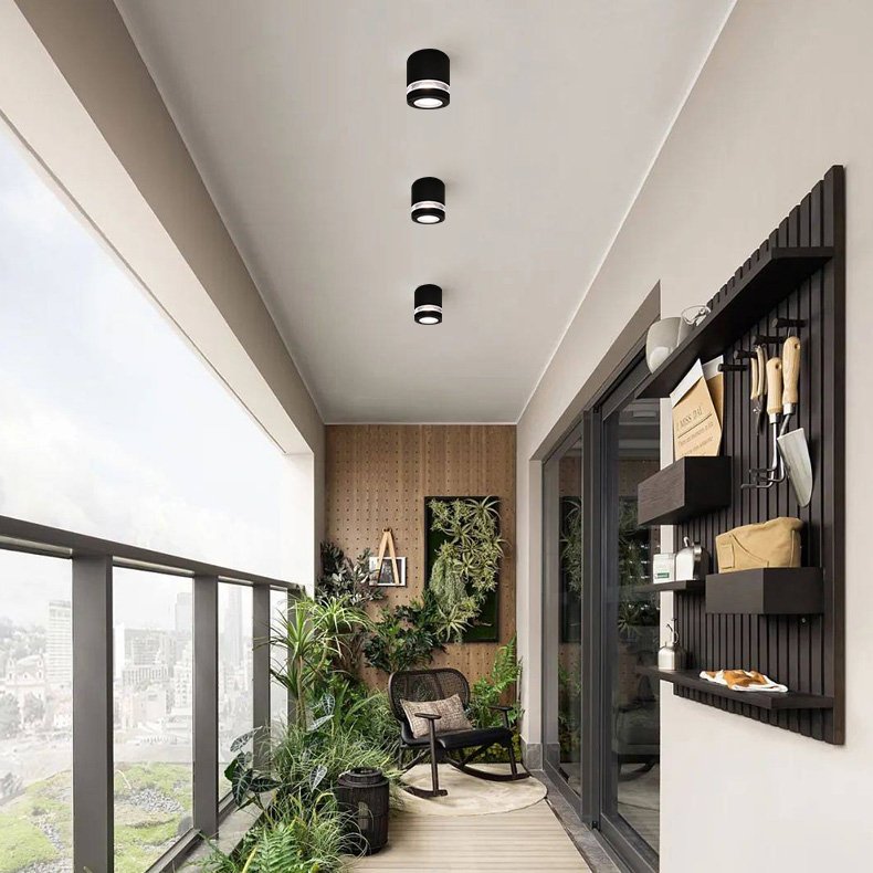 Circular surface mounted ceiling wall lamp, indoor and outdoor universal GU10 wall lamp Black rounded Ceiling Light