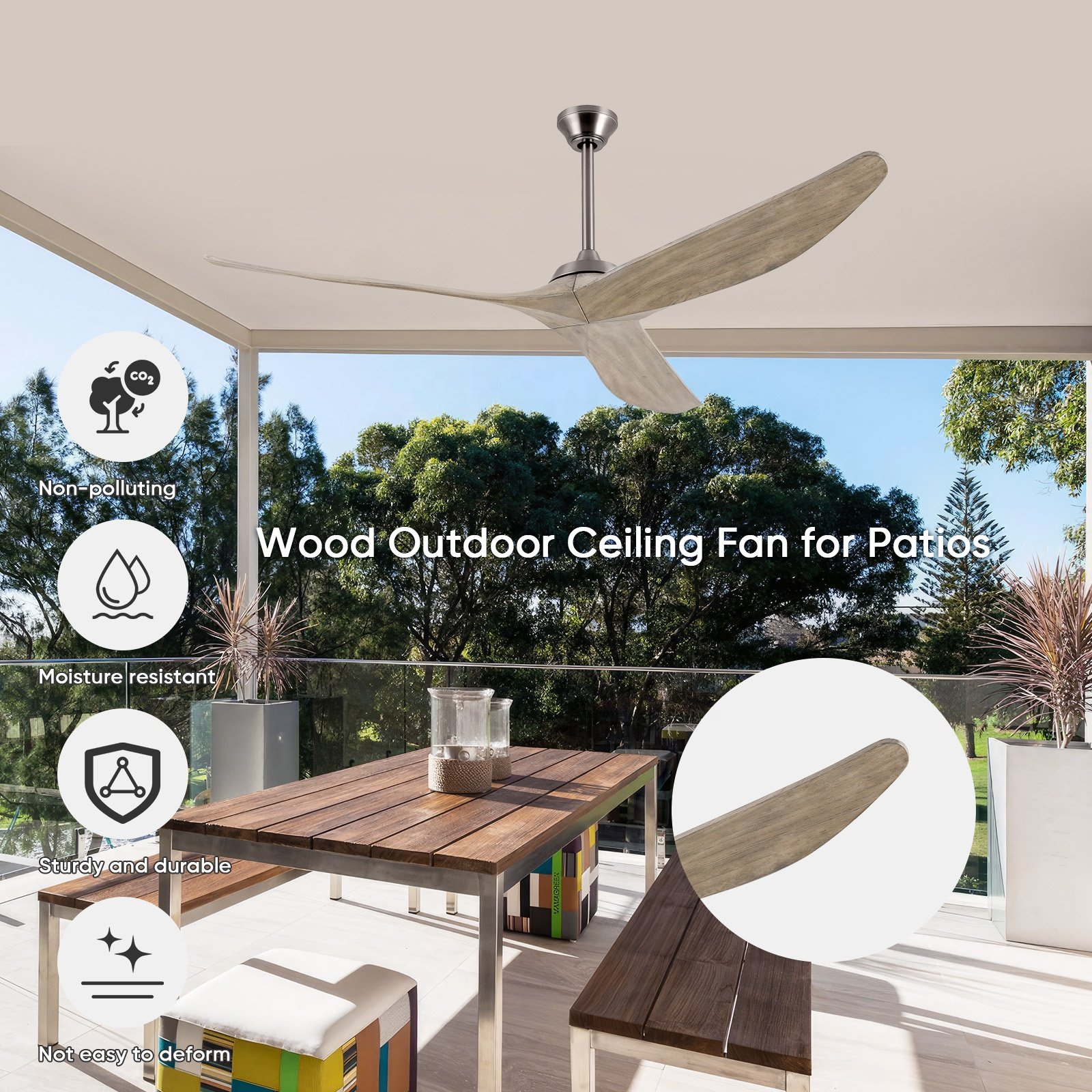 60" Best price Decorative Wood Ceiling Fan with remote control Dc Motor Ceiling Fan For Home