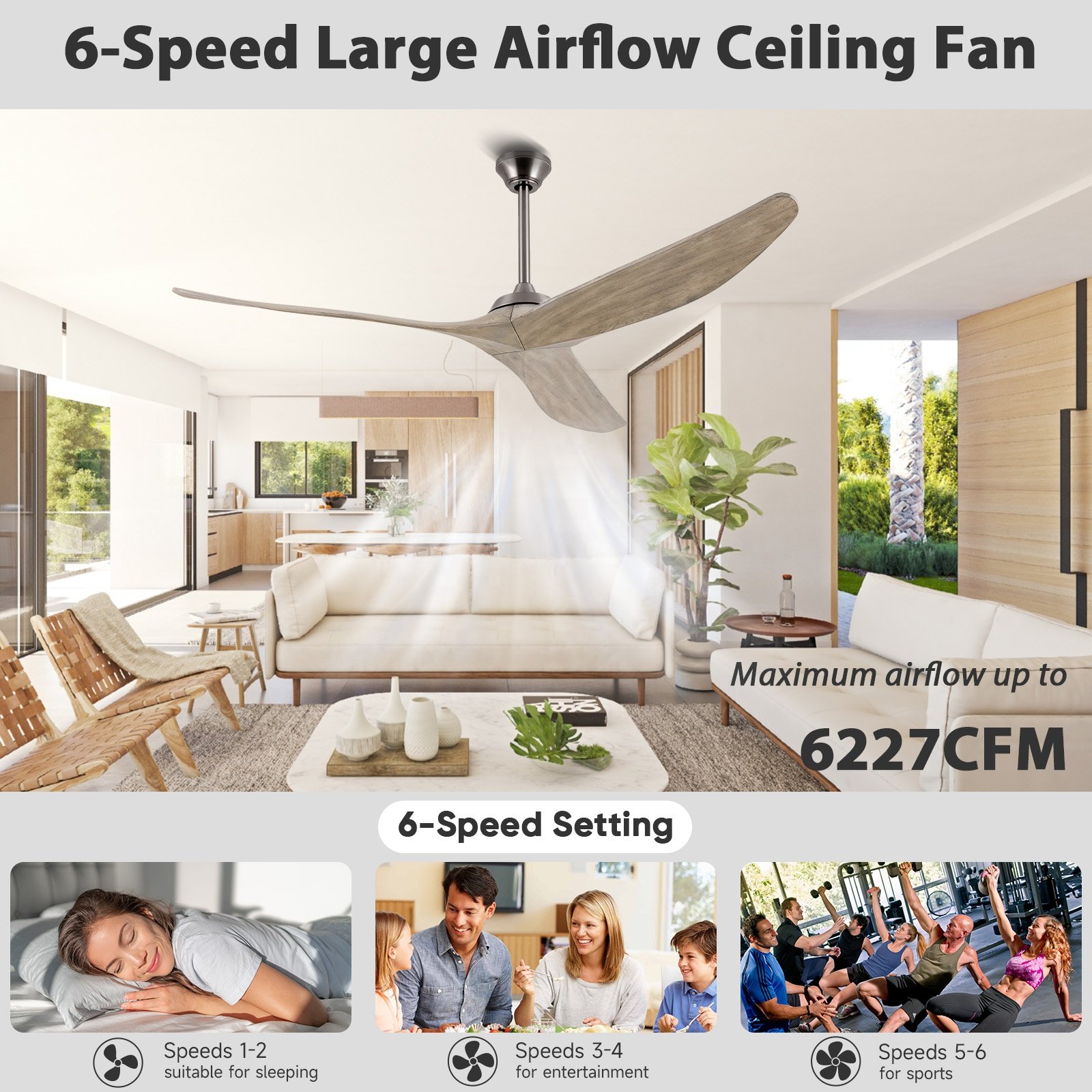 60" Best price Decorative Wood Ceiling Fan with remote control Dc Motor Ceiling Fan For Home
