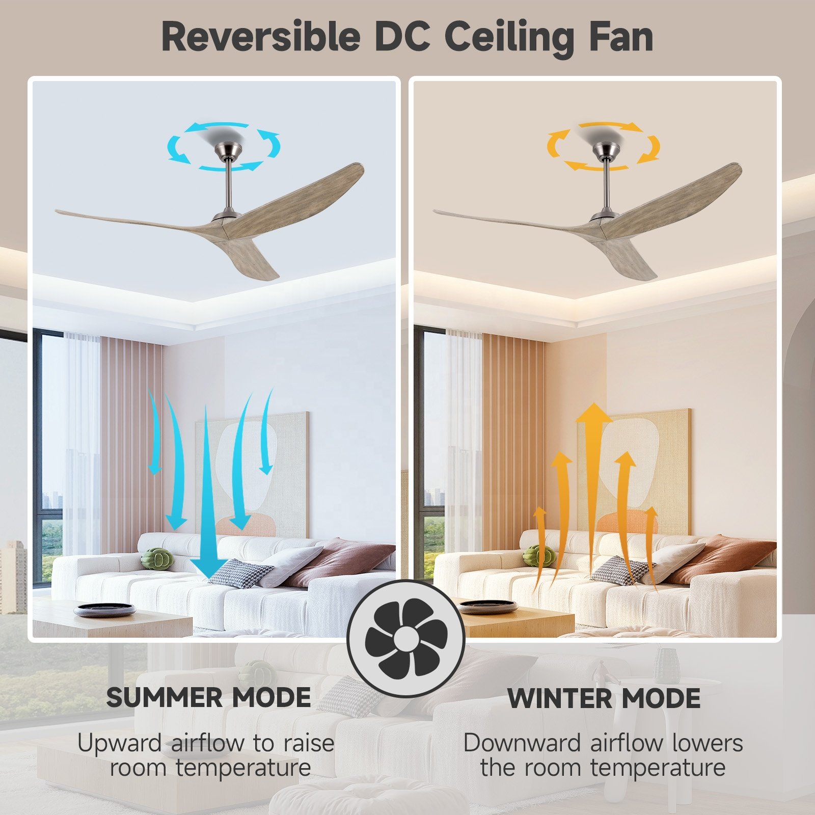 60" Best price Decorative Wood Ceiling Fan with remote control Dc Motor Ceiling Fan For Home