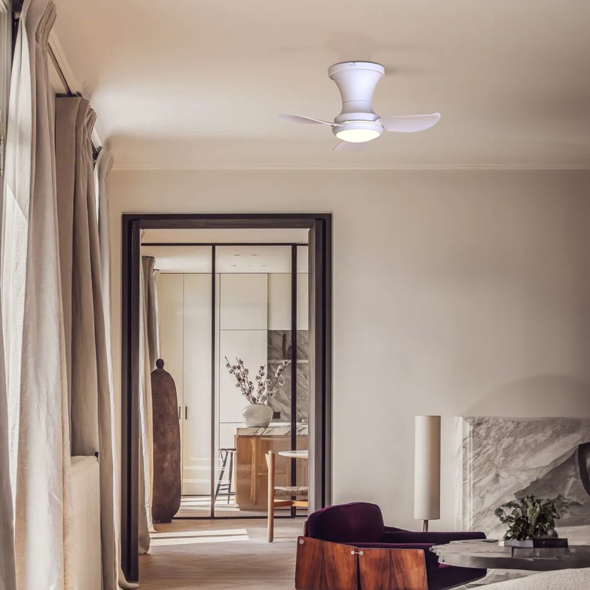 Remote Control LED Ceiling Fan with Light Lamp Blade Fan Lamp 3 Blade Converter Lamp for Bedroom Living Fan Lights
