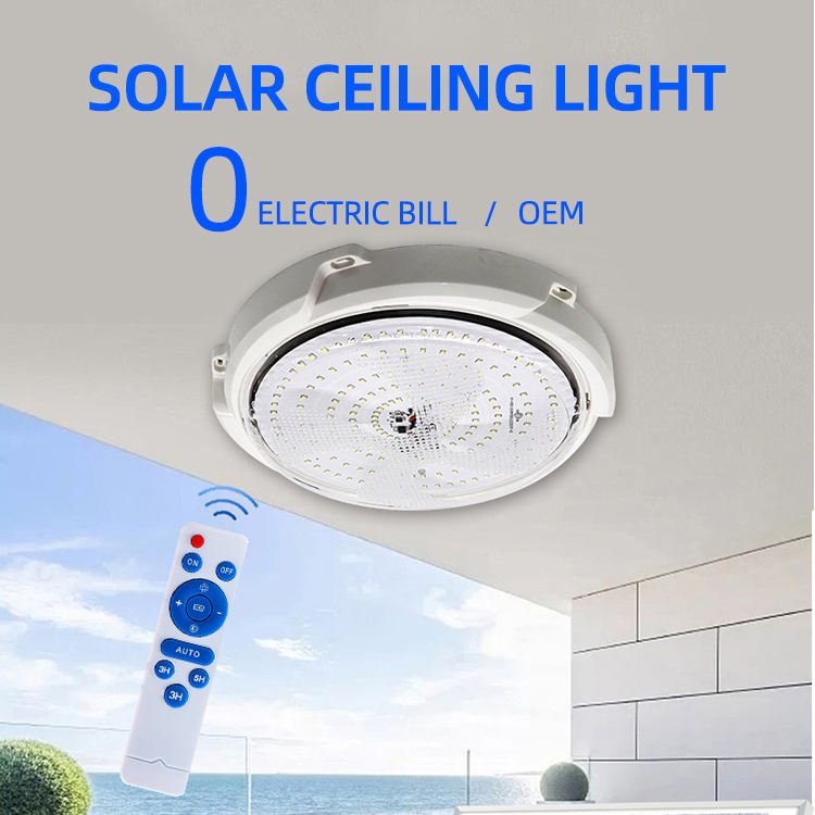 Indoor Solar Pendant Lamp Outdoor Waterproof LED Solar Ceiling Light with Remote Control for Home Garden Corridor