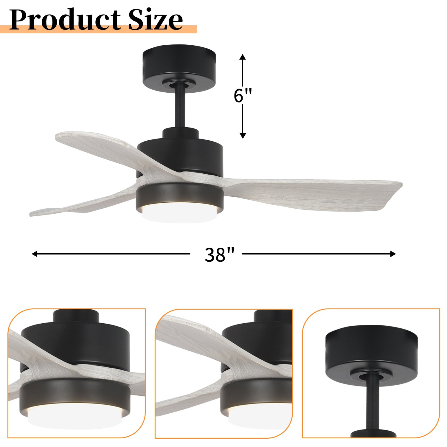 Modern Luxury Electric Ceiling Fan 5 Blades ABS Wall Control & Remote for Outdoor Ceiling Fan with Light