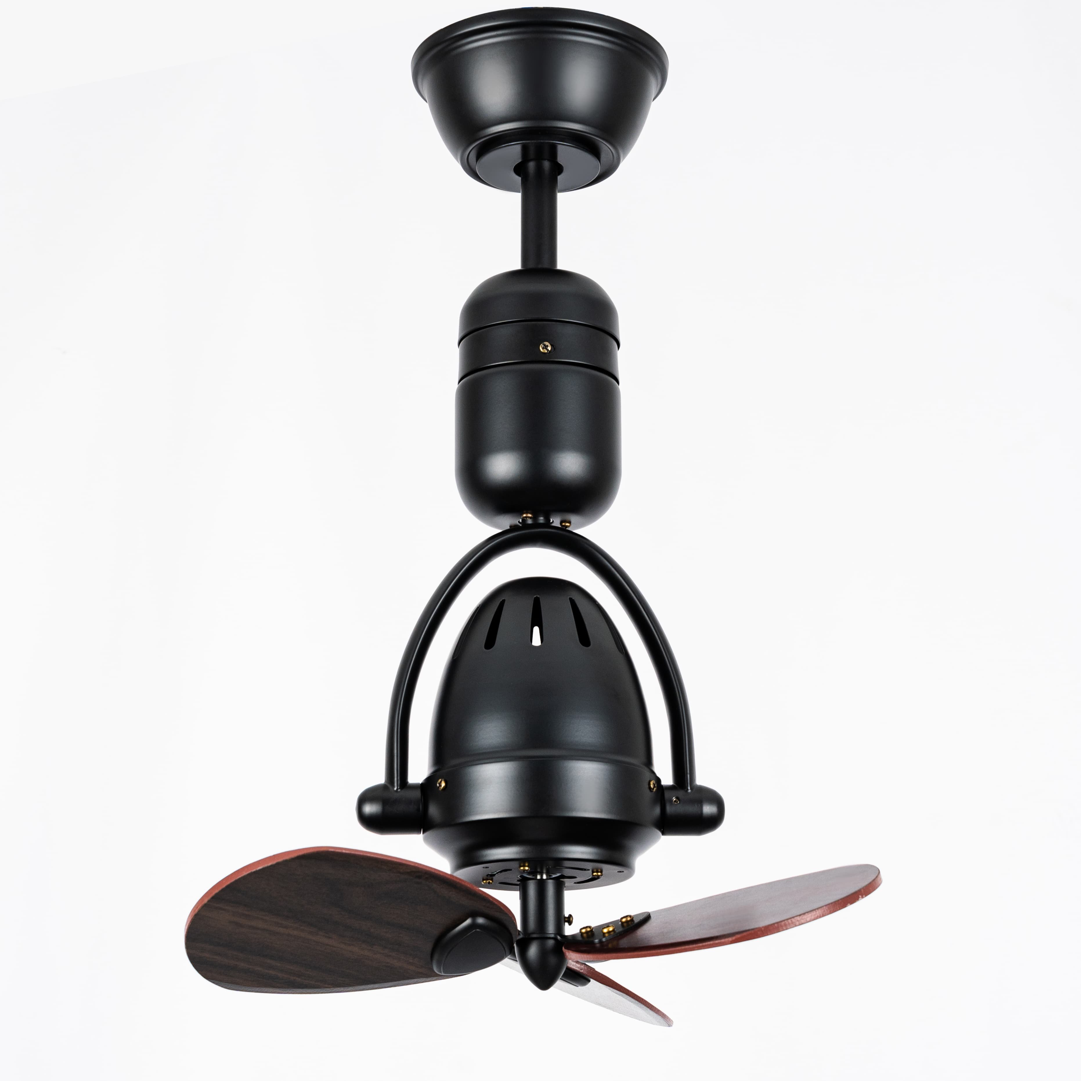 ECO 16 inch wooden blade black small Moving head ceiling fan strong wind silent for study kitchen bar use with remote control